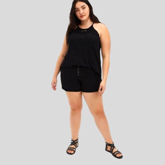 TORRID NEW Plus Size Black Macrame Knit High Neck Tank Top. - Picture 6 of 15